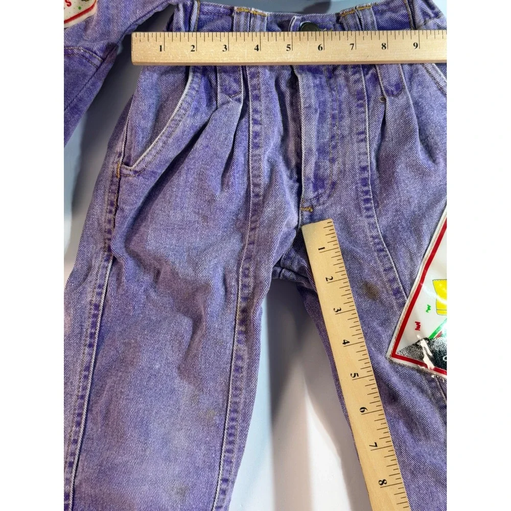 Vintage Purple Acid Wash Denim Jacket and Pants Set Juniors Graphic 2 Piece